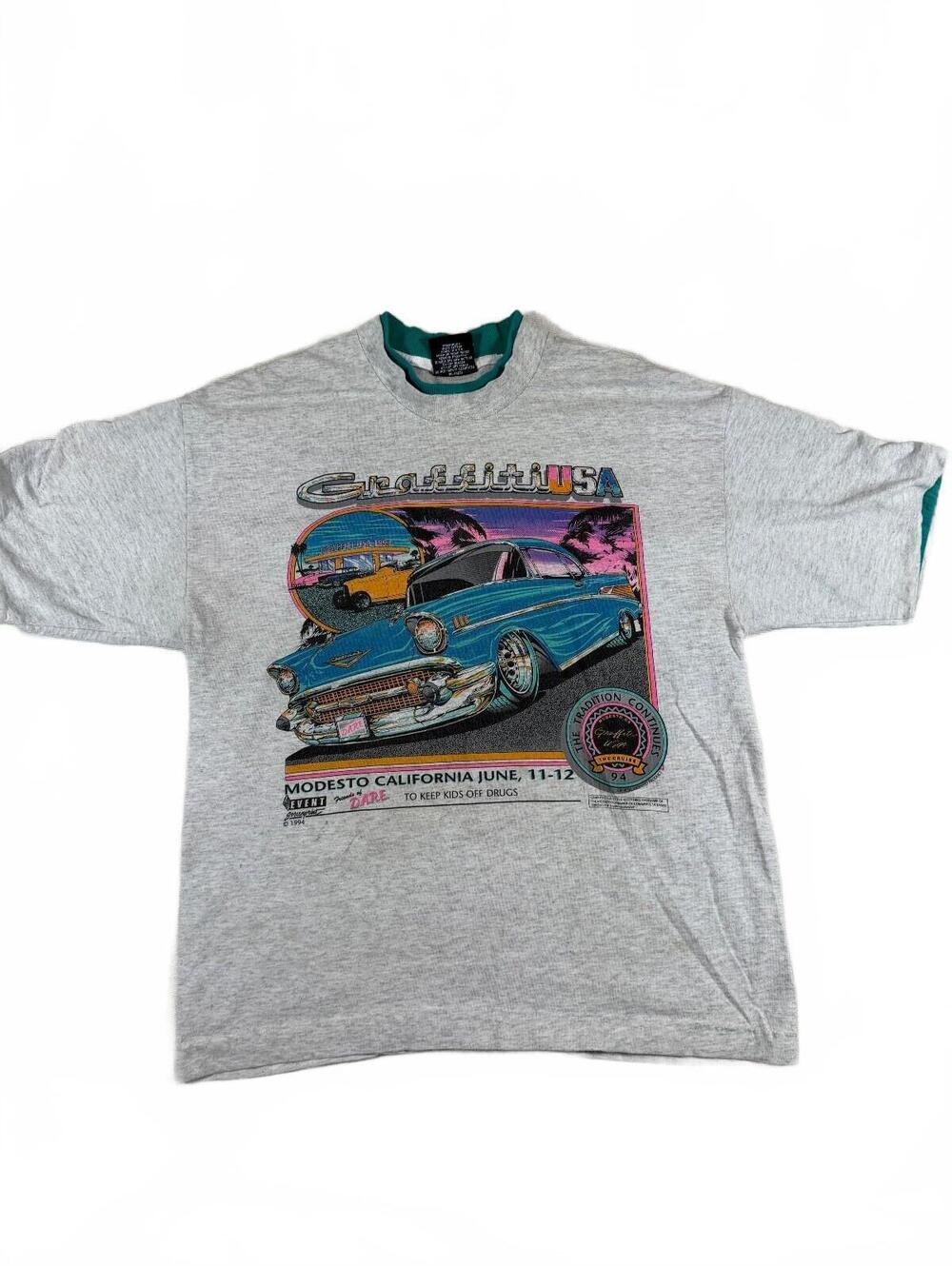 Vintage 1994 American Graffiti Car Show Graphic T-Shirt Size L Signal Sports Tag